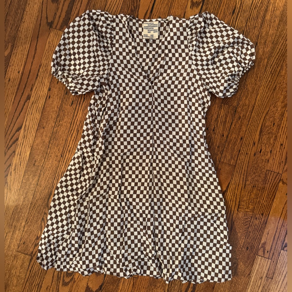 Checkered Puff Sleeve Dress